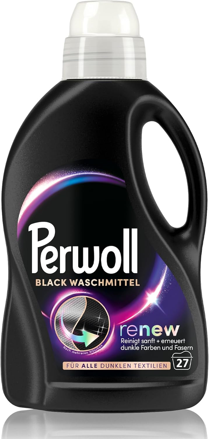 Load image into Gallery viewer, Perwoll Black Detergent (1 x 27 Wash Loads) Mild Detergent | Gently Cleans and Renews Dark Colors and Fibers | For All Dark Textiles | With Triple-Renew Technology