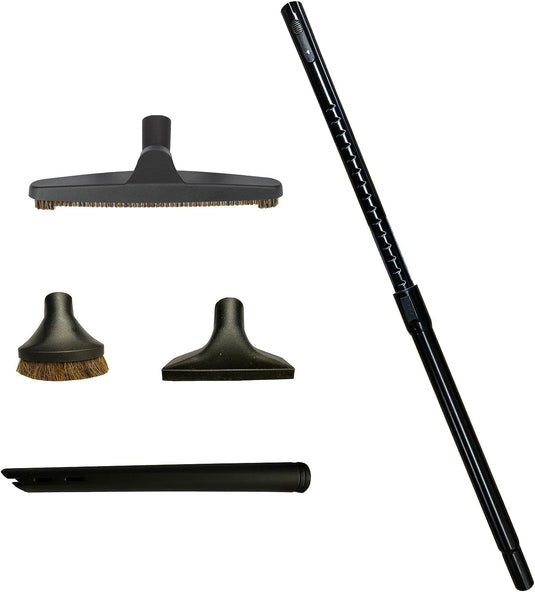 VPC Vacuum Attachment Kit with Aluminum Telescopic Wand & 4-Piece Cleaning Kit Accessories | 1 1/4 inch (32mm) Inner Diameter | Designed to Fit All Brands