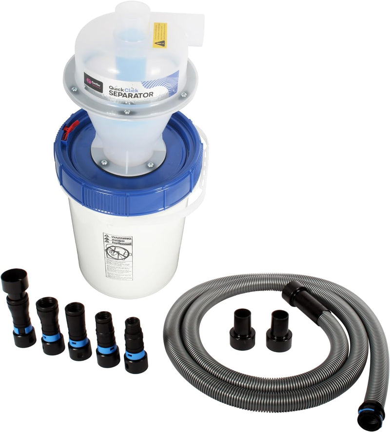 Load image into Gallery viewer, Cen-Tec Systems Assembled Quick Click Dust Separator with 5 Gallon Locking Collection Bin and Quick Click Power Tool Adapter Set