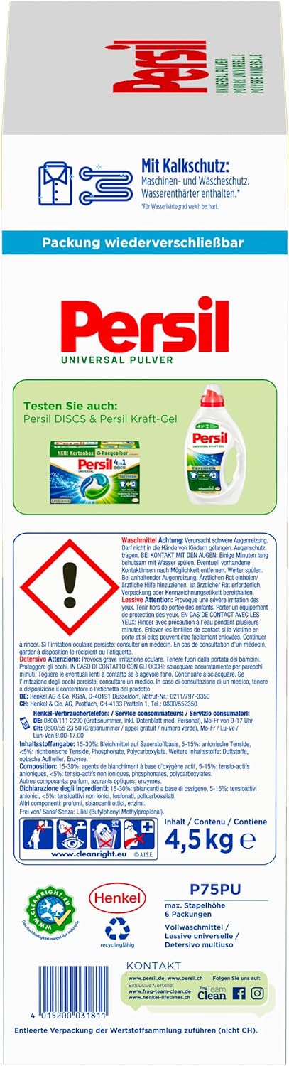 Load image into Gallery viewer, Persil Universal Laundry Detergent Powder | Deep Clean - All-in-one Solution For Clean Laundry And Freshness For The Machine (75 Loads | 4.5 Kg)