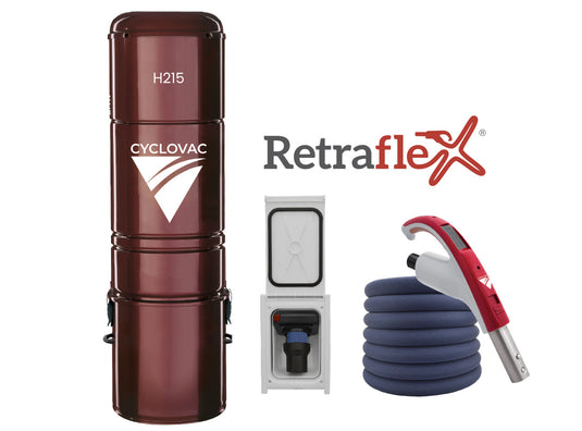 Cyclovac H215 Central Vacuum Cleaner with Retraflex Retractable Hose Accessory Package
