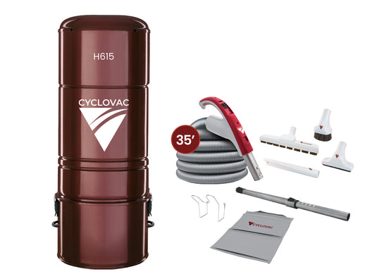 Cyclovac H615 Central Vacuum Cleaner with Low Voltage Super Luxe Accessory Package