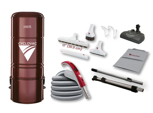 Cyclovac H615 Central Vacuum Canister with Wessel Werk EBK360 Accessory Package