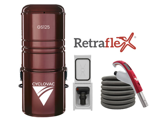 Cyclovac GS125 Central Vacuum Cleaner with Retraflex Retractable Hose Accessory Package
