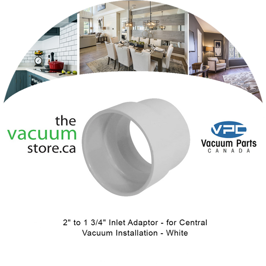 2 inches to 1 3/4 inches Inlet Adaptor for Central Vacuum Installation - White