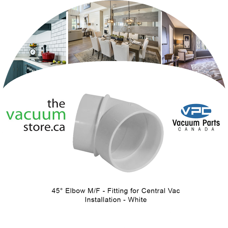 Load image into Gallery viewer, 45° Elbow M/F - Fitting for Central Vac Installation - White