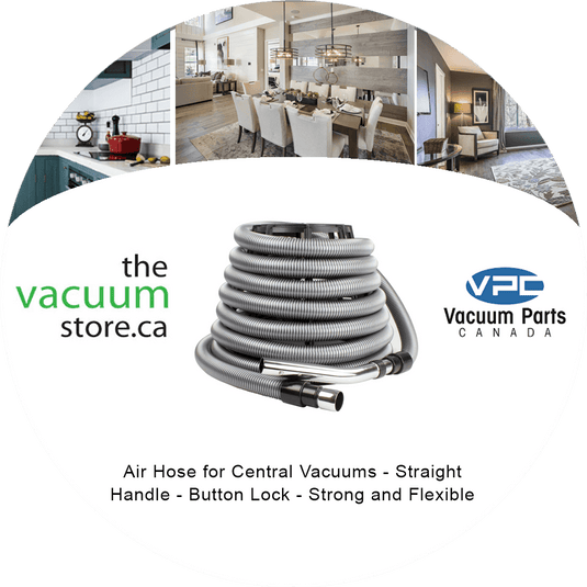 Air Hose for Central Vacuums - Straight Handle - Button Lock - Strong and Flexible