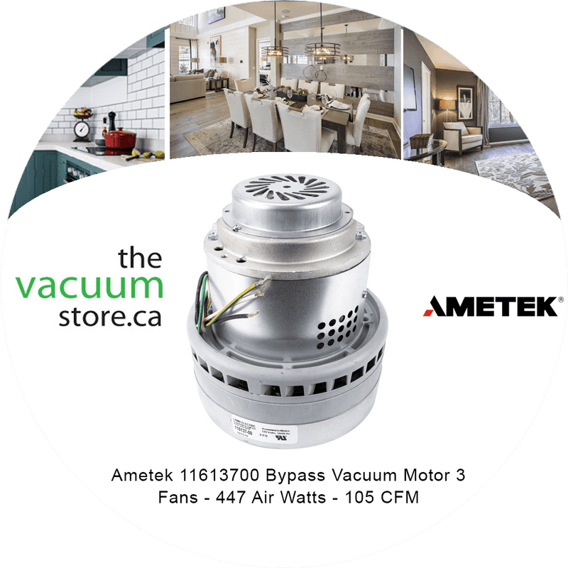 Load image into Gallery viewer, Ametek 11613700 Bypass Vacuum Motor - 3 Fans - 447 Air Watts - 105 CFM