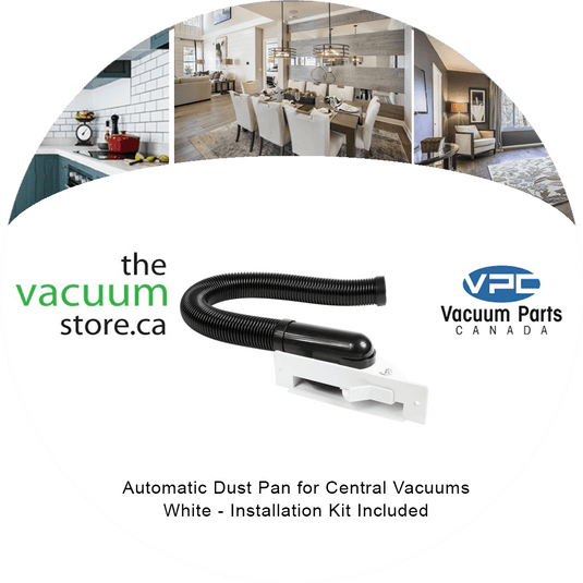 Automatic Dust Pan for Central Vacuums - White - Installation Kit Included