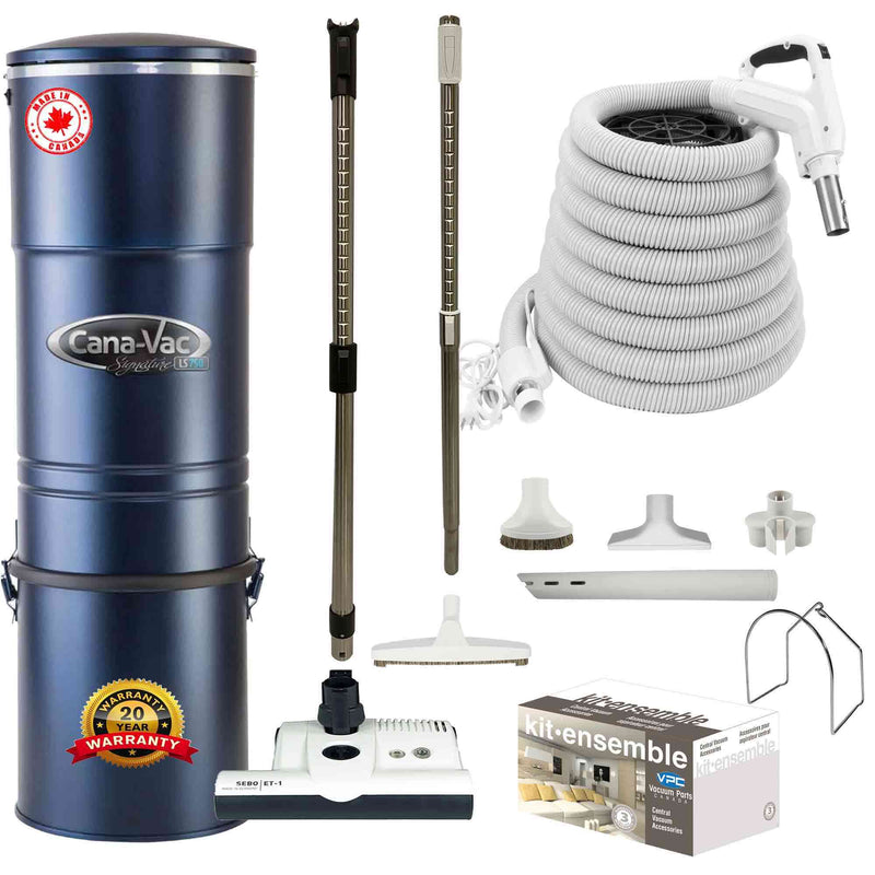 Chargez l'image dans la visionneuse de la galerie, Cana-Vac LS790 Central Vacuum with SEBO (White) Powerhead and Premium Electric Package (White)