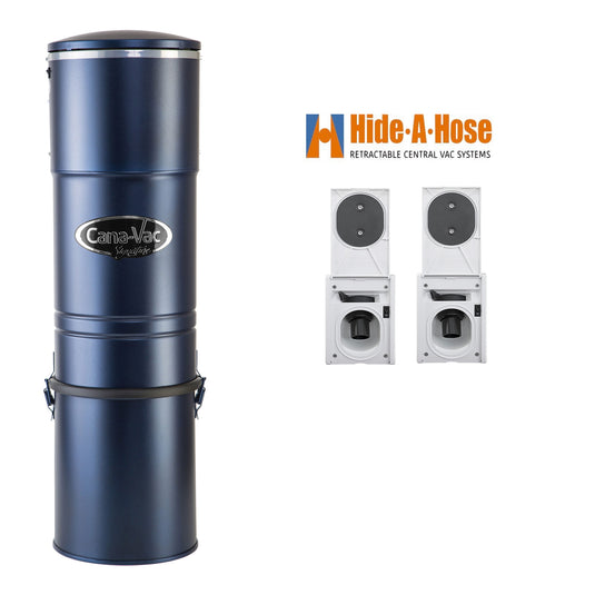 CanaVac LS790 Central Vacuum with Hide-A-Hose Complete Installation Package (2 Valves)