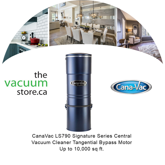 CanaVac ACAN790A Signature Series Central Vacuum Cleaner | Tangential Bypass Motor Up to 10,000 sq ft. | with Hide-A-Hose Retractable Hose Accessory & Installation Kit (2 Valve)