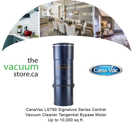 CanaVac ACAN790A Signature Series Central Vacuum Cleaner | Tangential Bypass Motor Up to 10,000 sq ft. | with Hide-A-Hose Retractable Hose Accessory & Installation Kit