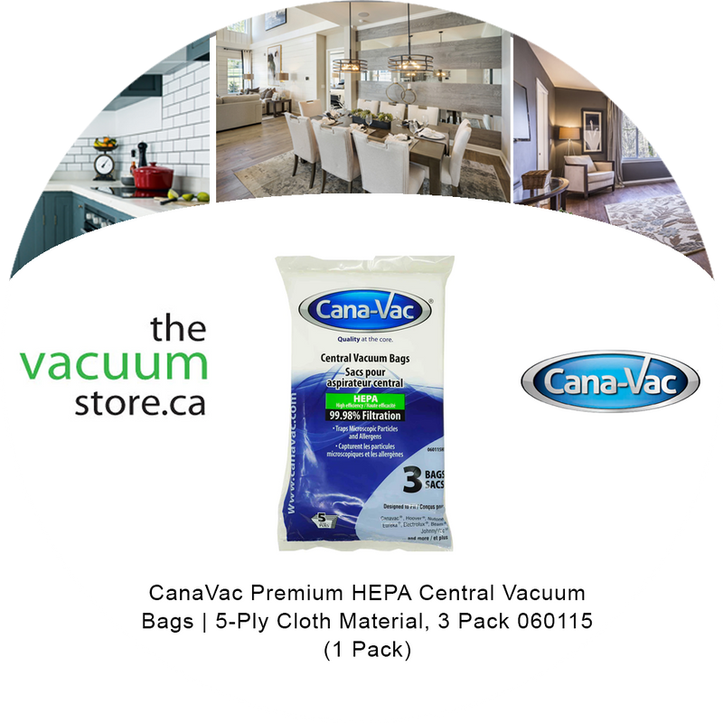 Load image into Gallery viewer, CanaVac Premium HEPA Central Vacuum Bags | 5-Ply Cloth Material, 3 Pack 060115 (1 Pack)