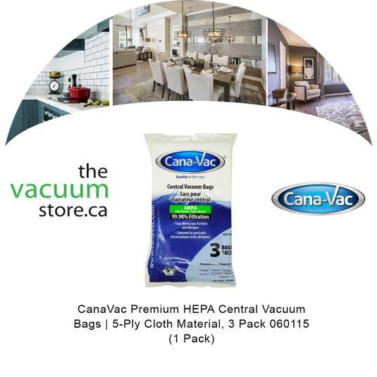 CanaVac Premium HEPA Central Vacuum Bags | 5-Ply Cloth Material, 3 Pack 060115 (1 Pack)