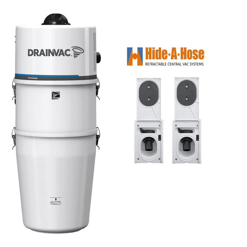 Load image into Gallery viewer, DrainVac DV1R12-CT Central Vacuum with Complete Hide-A-Hose Installation Package (2 Valves)
