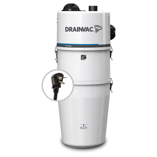 DrainVac DV1R15-CT Cyclonik Central Vacuum | Dual Motor 710 Air Watts with Cartridge Filter