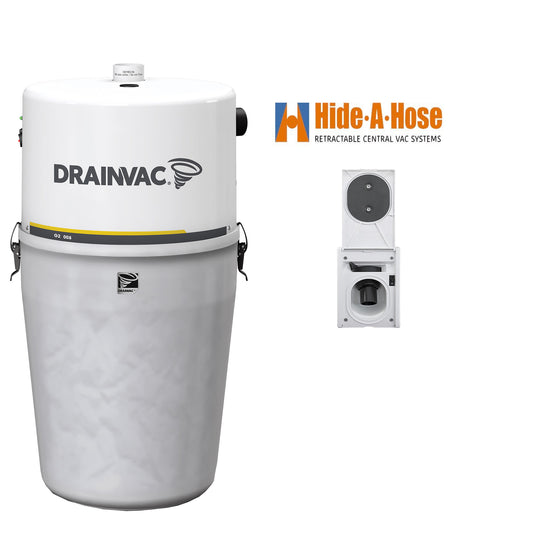 DrainVac G2-008 Central Vacuum with Hide-A-Hose Complete Installation Package (1 Valve)