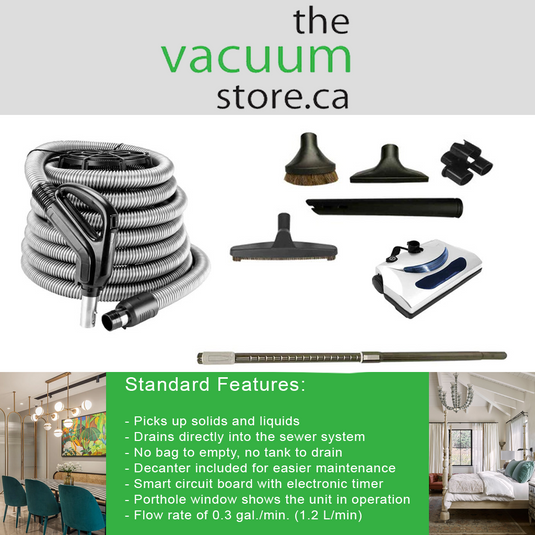 DrainVac DV2A310-CB Automatik Central Vacuum | Dual Motor with Decanter and Basic Electric Package