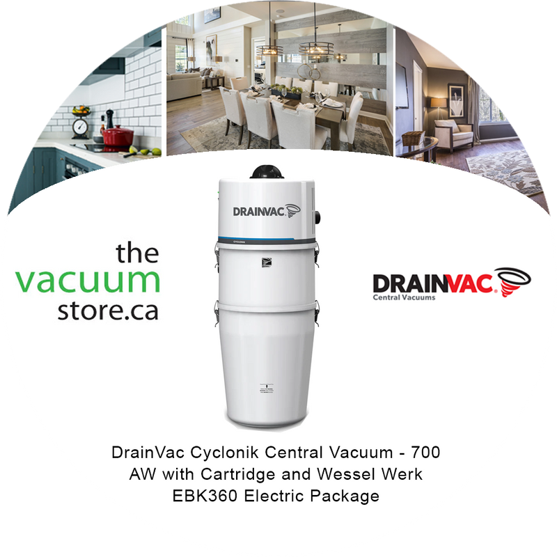 Load image into Gallery viewer, DrainVac DV1R12-CT Cyclonik Central Vacuum - 700 AW with Cartridge and Wessel Werk EBK360 Electric Package