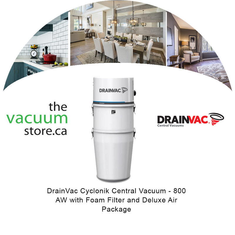 Load image into Gallery viewer, DrainVac DV1R800 Cyclonik Central Vacuum - 800 AW with Foam Filter and Deluxe Air Package
