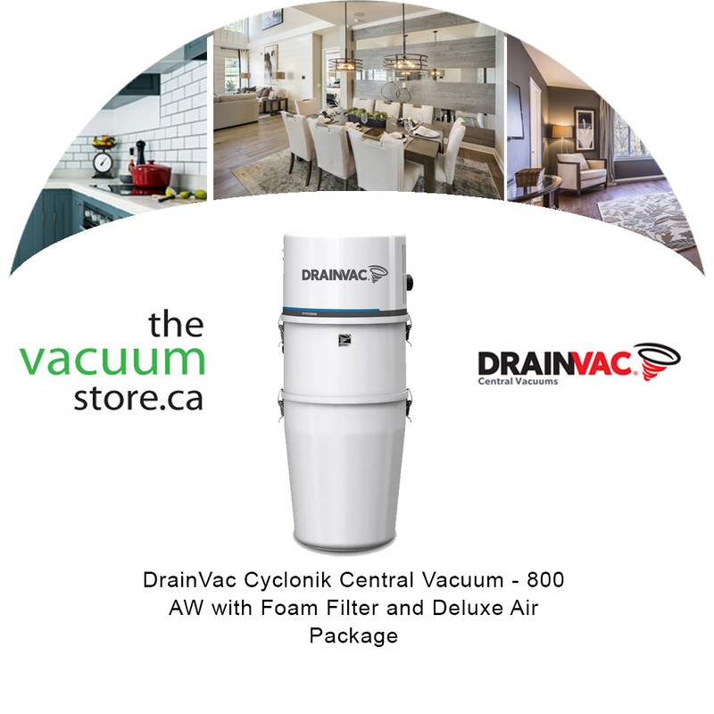 Load image into Gallery viewer, DrainVac DV1R800 Cyclonik Central Vacuum - 800 AW with Foam Filter and Deluxe Air Package