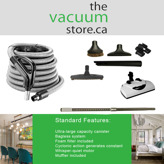 DrainVac DV1R800 Cyclonik Central Vacuum - 800 AW with Foam Filter and Wessel Werk EBK360 Electric Package