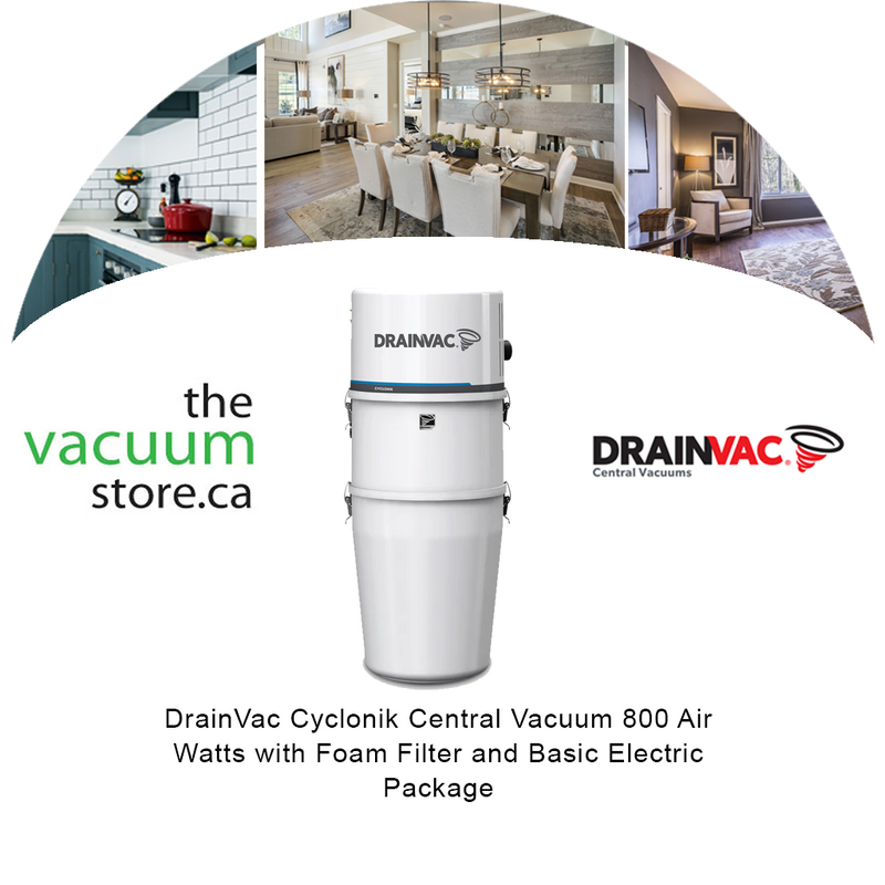 Load image into Gallery viewer, DrainVac DV1R800 Cyclonik Central Vacuum | 800 Air Watts with Foam Filter and Basic Electric Package