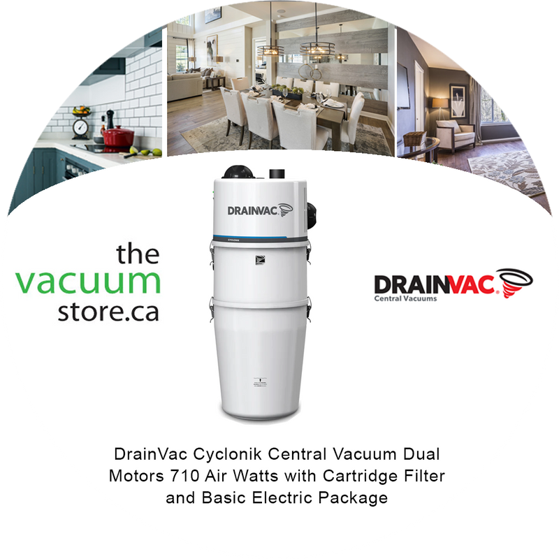 Load image into Gallery viewer, DrainVac DV1R15-CT Cyclonik Central Vacuum | Dual Motors 710 Air Watts with Cartridge Filter and Basic Electric Package