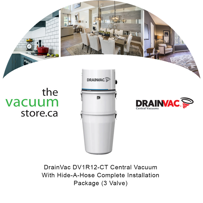 Load image into Gallery viewer, DrainVac DV1R12-CT Central Vacuum with Hide-A-Hose Complete Installation Package (3 Valve)