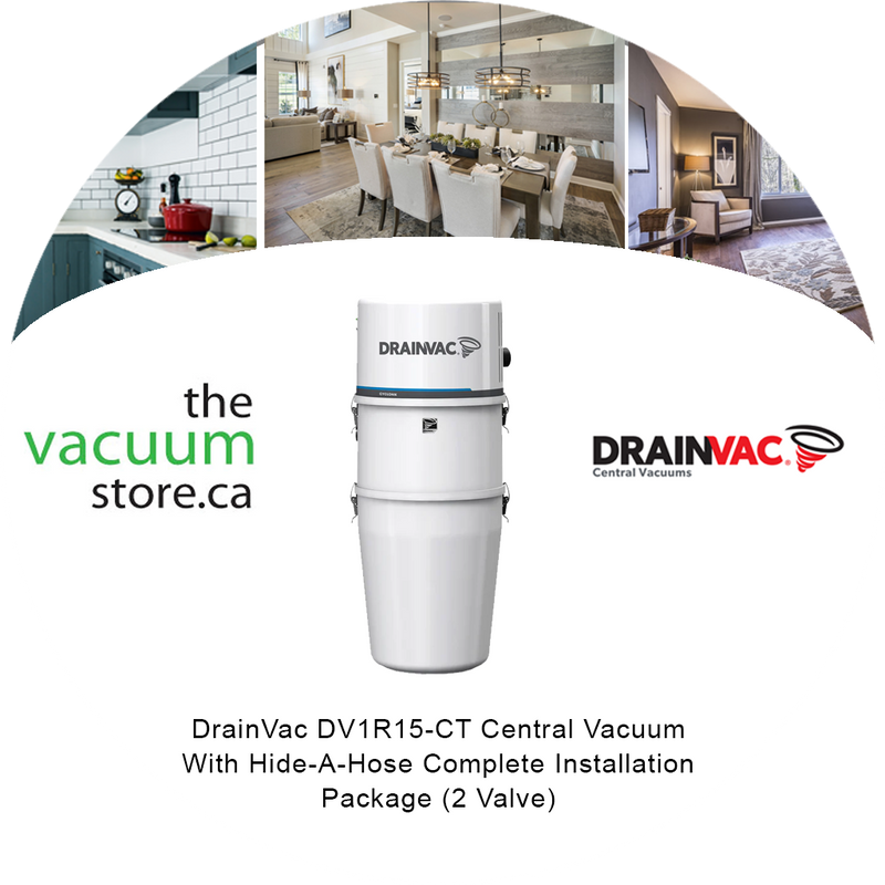 Load image into Gallery viewer, DrainVac DV1R15-CT Central Vacuum with Hide-A-Hose Complete Installation Package (2 Valve)
