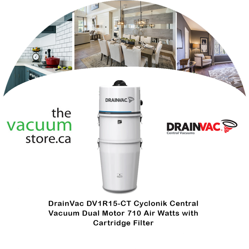 Load image into Gallery viewer, DrainVac DV1R15-CT Cyclonic Central Vacuum | Dual Motor 710 Air Watts with Cartridge Filter