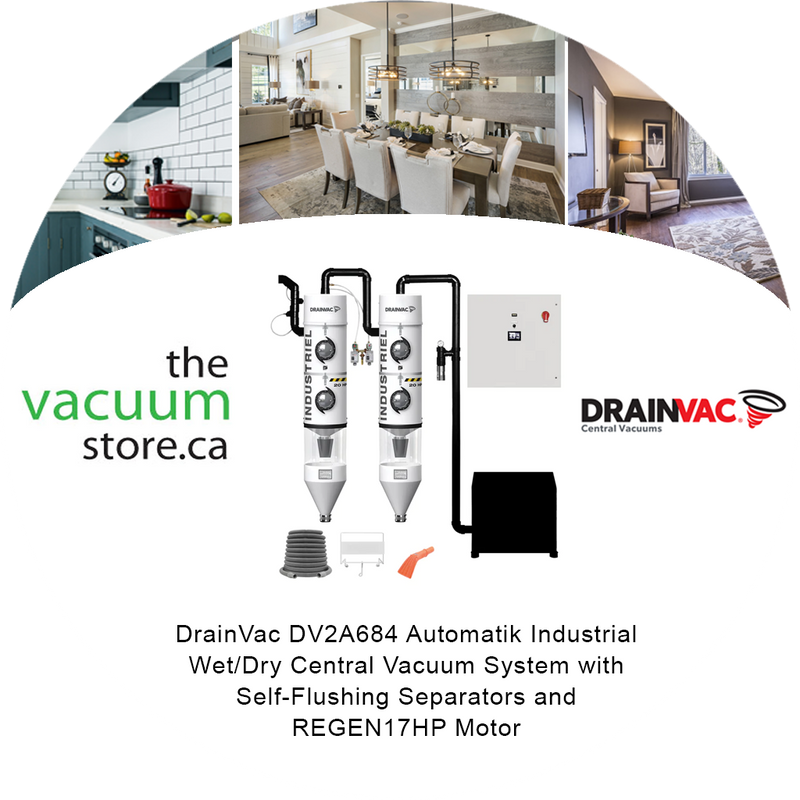 Load image into Gallery viewer, DrainVac DV2A684 Automatik Industrial Wet/Dry Central Vacuum System with Self-Flushing Separators and REGEN17HP Motor