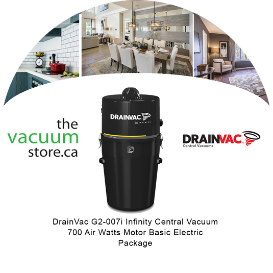 DrainVac G2-007i Infinity Central Vacuum | 700 Air Watts Motor | Basic Electric Package