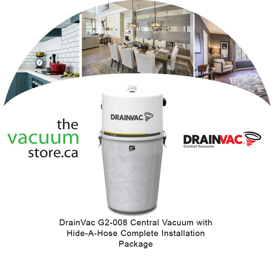 DrainVac G2-008 Central Vacuum with Hide-A-Hose Complete Installation Package