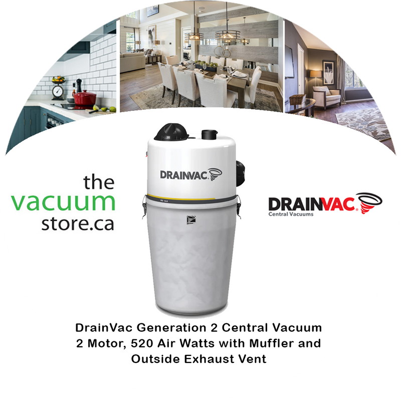 Load image into Gallery viewer, DrainVac G2-2x5 Central Vacuum | 2 Motor, 520 Air Watts with Muffler and Outside Exhaust Vent