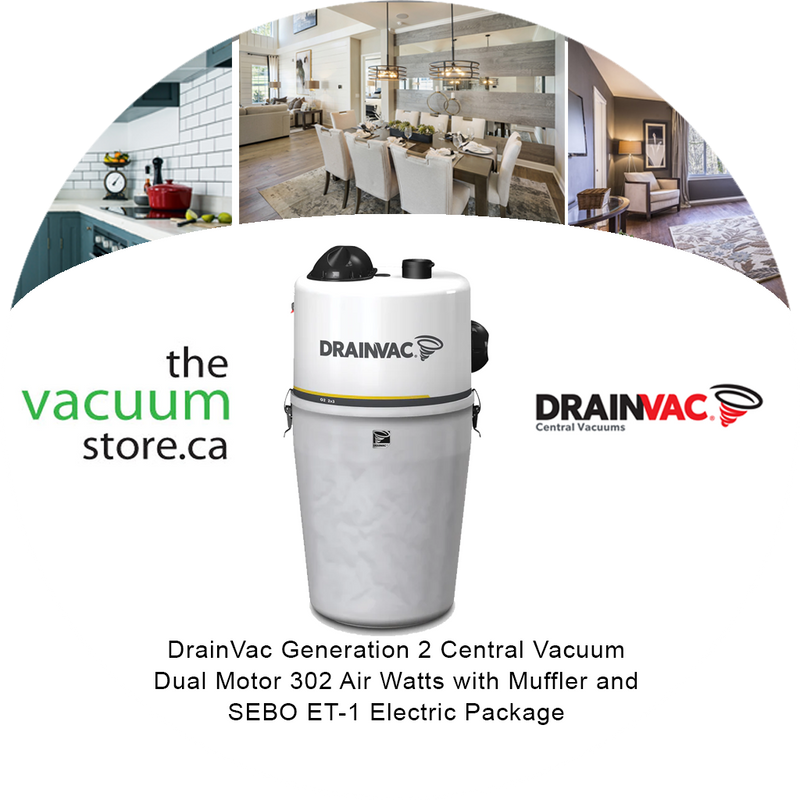 Load image into Gallery viewer, DrainVac G2-2x3 Generation 2 Central Vacuum | Dual Motor 302 Air Watts with Muffler and SEBO ET-1 Electric Package