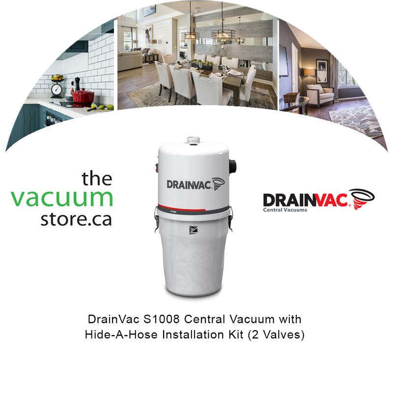 Load image into Gallery viewer, DrainVac S1008 Central Vacuum with Hide-A-Hose Installation Kit (2 Valves)
