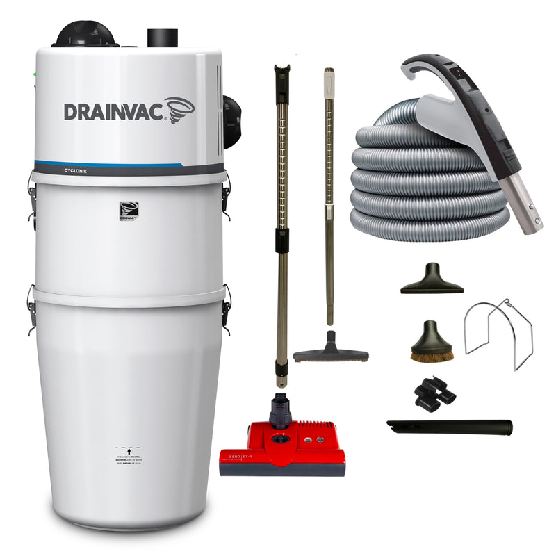 Load image into Gallery viewer, DrainVac Cyclonik Central Vacuum with SEBO ET-1 Electric Package