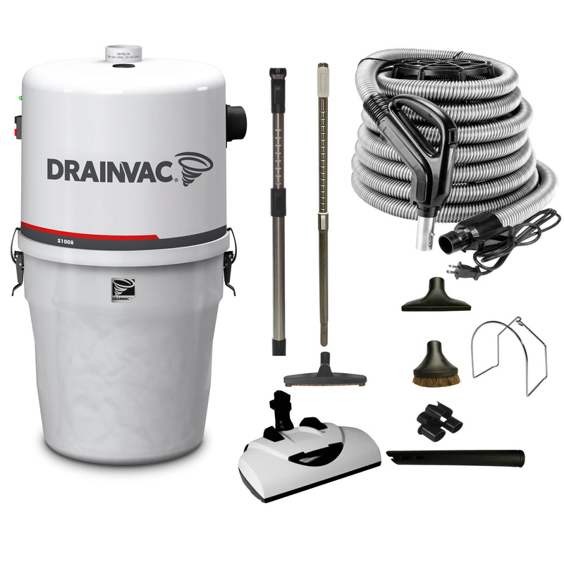 Load image into Gallery viewer, The 800 AW Central Vacuum is a powerful and compact vacuum that can be installed even in tight spaces. It has a muffler to reduce noise and a semi-transparent container that indicates when the bag is full.