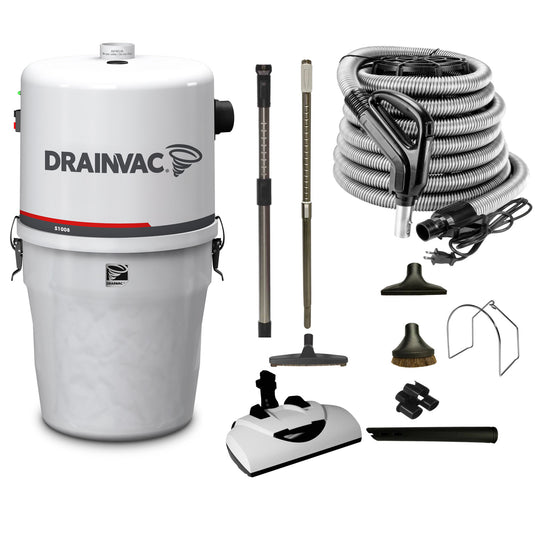 DrainVac S1008 Residential Central Vacuum with Wessel Werk EBK360 Electric Package