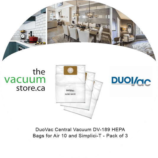 DuoVac Central Vacuum DV-189 HEPA Bags for Air 10 and Simplici-T - Pack of 3