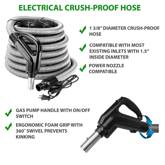 Electrical crush-proof hose with gas pump handle with foam grip