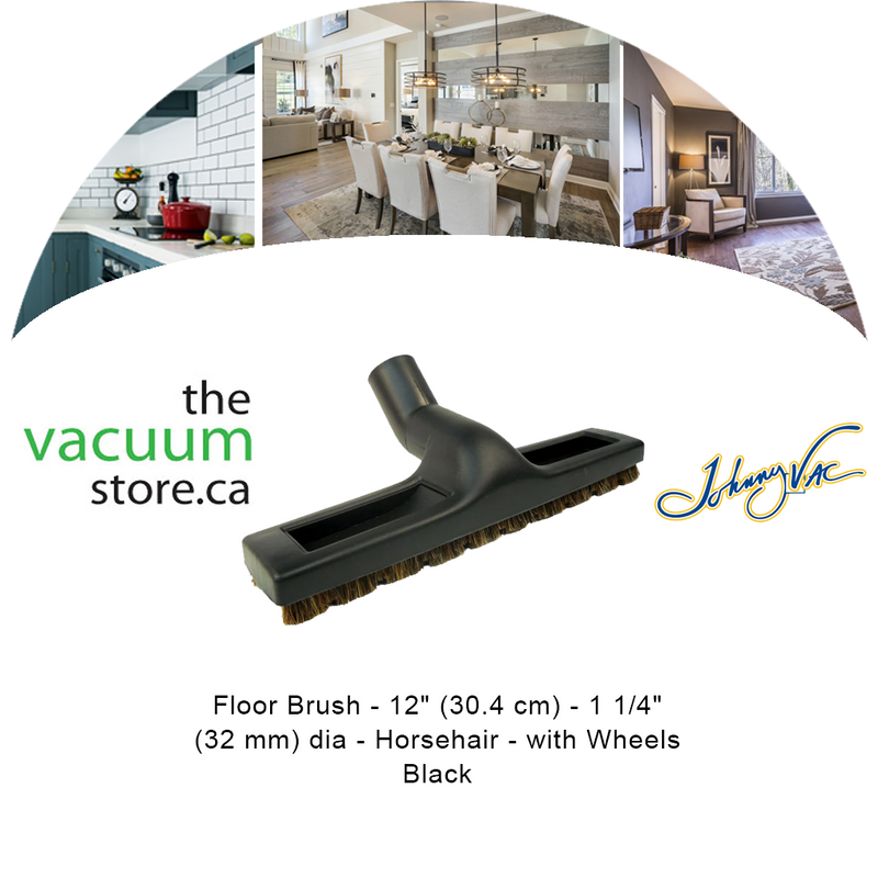 Load image into Gallery viewer, Floor Brush - 12 inches (30.4 cm) - 1 1/4 inches (32 mm) dia - Horsehair - with Wheels - Black