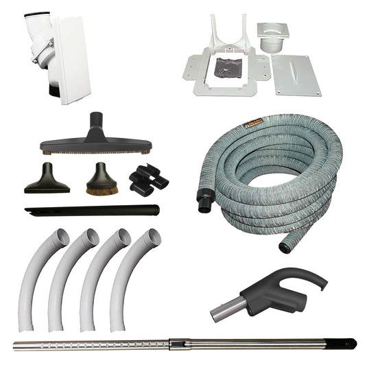 DrainVac S1008 Central Vacuum with Complete Hide-A-Hose Installation Package