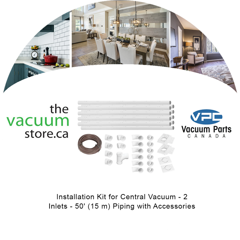Load image into Gallery viewer, Installation Kit for Central Vacuum - 2 Inlets - 50 inches (15 m) Piping - with Accessories