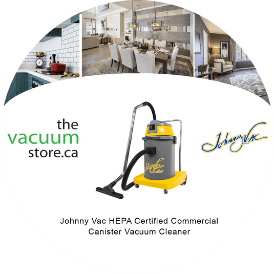 Johnny Vac HEPA Certified Commercial Canister Vacuum Cleaner - 8 Gallon Capacity - 10 ft Hose