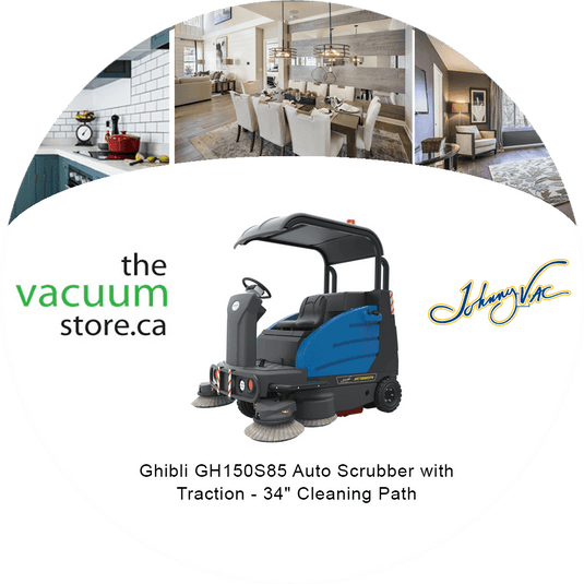 Johnny Vac Industrial Ride-On Sweeper Machine - 74 1/4 inches  Cleaning Path - Battery and Charger