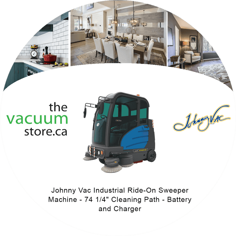 Load image into Gallery viewer, Johnny Vac Industrial Ride-On Sweeper Machine - 74 1/4 inch Cleaning Path - Battery and Charger