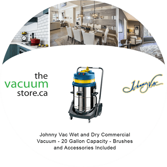 Johnny Vac Wet and Dry Commercial Vacuum - 20 Gallon Capacity - Brushes and Accessories Included
